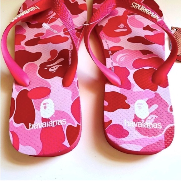 NWT Limited Edition RARE A BATHING APE BAPE x HAVAIANAS Pink Camo Sandals - Picture 4 of 6